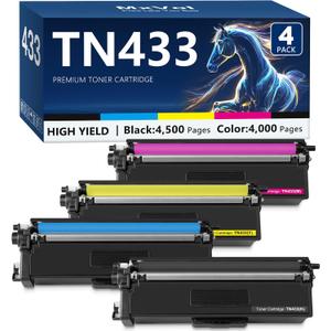 MxVol Compatible TN433 TN431 TN-433 Toner Cartridge Replacement for Brother TN 433 TN-431 MFC-L8900CDW MFC-L8610CDW HL-L8360CDW HL-L8260CDW Printer Toner (TN433BK TN433C TN433M TN433Y, 4-Pack)