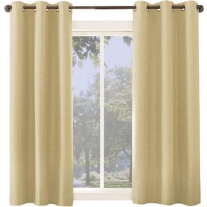 Sun Zero Miles Woven Grid Textured Total Blackout Grommet Curtain Panel, 40" x 63", Yellow