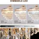 48" Crystal Ceiling Fans with Lights and Remote, Dimmable, 6 Speeds, Luxury Chandelier Fan Rose Gold Crystal Fandelier for Dining Room Living Room Bedroom