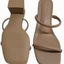 Women's Chunky Block Low Heeled Sandals Two Strap Square Open Toe Slip On Mule Heels 8.5