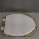 Mayfair Linden Slow Close Toilet Seat, Non Slip Heavy Duty Wood, Easy Install, Elongated, White