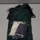 Women's Vintage 1920s Sequin Beaded Tassels Hem Flapper Dress w/Accessories Set (Green) X-Smal