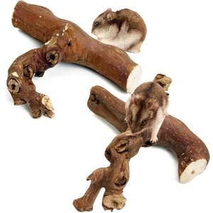 PINVNBY 2 PCS Wooden Hamster Climbing Branches 5.9 in Natural Grapevine Syrian Hamster Chewing Toys Small Animal Habitat Decor Accessories for Gerbils Mice Rat and Dwarf Pets