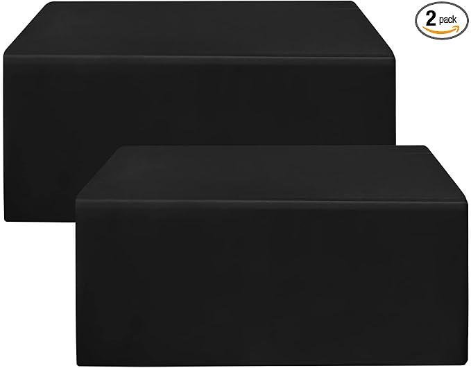 Holiday Ideas Black Fitted Tablecloths, 96 x 30 Inch, 2-Pack Rectangle Tablecloths for 8 Foot Tables, Polyester Fabric Tablecloths for Parties, Trade Shows, Birthdays