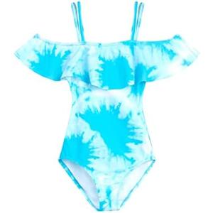 Kanu Surf Girls' Peggy UPF 50+ Beach Sport Off Shoulder One Piece Swimsuit Size 14, Beach Girl Blue