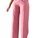 Lucuna Women's Wide Leg Dress Pants High Waisted Straight Leg Slacks Business Office Work Pants Trousers Pink XL