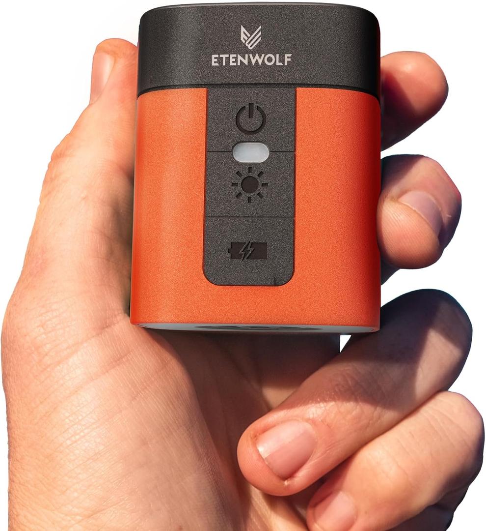 ETENWOLF AIR 3 Air Pump for Inflatables with 2600 mAh Battery & Camping Light, Ultra-Fast and Mini Electric Air Pump, Inflate Deflate for Air Mattress, Pool Floats, Vacuum Storage Bags (Vivid Orange)
