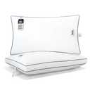 Serta Hotel Collection Bed Pillows King Size Set of 2, 400 Thread Count 100% Cotton Cover, Medium Support Gusseted Down Alternative Pillow for Back, Stomach or Side Sleepers, 18" x 34", White