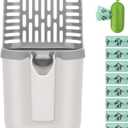 MYPIN Large Cat Litter Scooper with Bags, Upgraded Cat Litter Shovel with Holder and Waste Can, Cat Scooper with Extra 135 Count Litter Waste Bags, Large Capacity Portable Litter Shovel