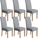 Amazon Basics Dining Chair Covers, Stretch Parson/Dining Chair Slipcover, Removable Washable Chair Protector for Home/Restaurant/Banquet, Light Grey, 6-Pack