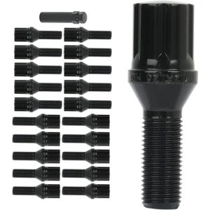 ECCPP 12x1.25 20 Pieces Black Wheel Lug Shank Length 28mm with 1 Key fits for 2013-2016 for Dart 2012-2016 for Fiat 500 2014-2018 for Cherokee 2015-2018 for Renegade