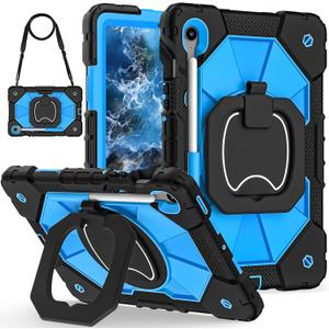 ATOOZ for Samsung Galaxy Tab S10 Lite/S10 FE/S10/S9 FE/S9 Case 2025,Heavy Duty Shockproof Rugged Cover Case for Samsung S10 FE Tablet 10.9 Inch with Shoulder Strap & Pencil Holder (Blue)