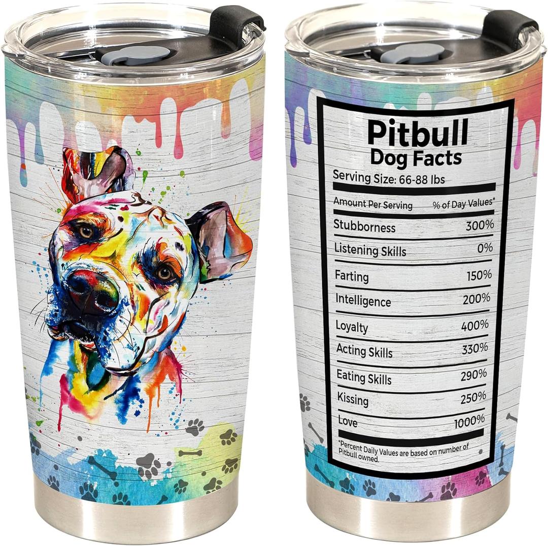 20oz Tumbler Cup for Pitbull Lovers  Funny and Unique Gift for Pitbull Mom or Dad  Ideal Birthday, Mothers Day, Fathers Day Gift for Dog Owners and Pet Lovers
