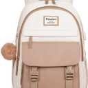 WINDARS School Backpack for Teen Girls, Cute College Backpacks for Women Students Aesthetic Bookbag Large 18 Inch Laptop Bag Middle School Travel Back Pack (Beige Khaki)