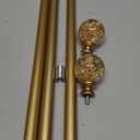 Gold Decorative Crystal Curtain Rods: 18-60 Inch Heavy Duty Adjustable Window Curtains Rods for Bedroom Living Room,Brass Golden Modern Girly Acrylic Drapery Rod with Sheer Bling Foil Finials