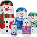 FOMIYES Nesting Dolls Christmas Russian Nesting Dolls Matryoshka Wood Stacking Nested Set 5Pcs Handmade Wooden Stacking Toys