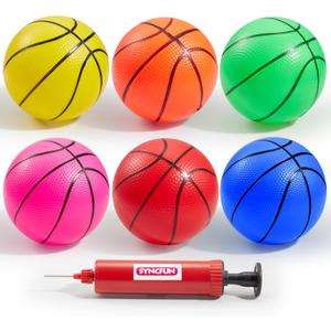 SYNCFUN 6 PCS Mini Basketballs, 5 inches Colorful Small Ball for Basketball Hoop, Inflatable Rubber Ball, Sports Toys Gift for Toddlers and Teenagers (6 Colors)