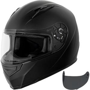 VCAN VX Lightweight Full Face Motorcycle Street Bike Helmet with Extra Tinted Visor, Coolmax Technology & OTG Ready, DOT Approved, Black Large