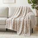 PAVILIA Super Soft Leopard Throw Blanket for Couch, Fluffy Cozy Lightweight Beige Cheetah Blanket, Fuzzy Warm Knit Blanket for Bed Sofa, Tan, 50x60