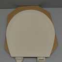 Bemis 500EC Durable Wood Toilet Seat with Easy Clean Hinges, Made in USA, Round, Almond