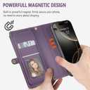 Wallet Case for iPhone 16 Pro with Card Holder/Crossbody Wallet/Strap,[RFID Blocking][Magnetic] PU Leather Shockproof Protective Cover iPhone 16 Pro Phone Case,6.3in,Purple