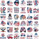 Glenmal 36 Pcs Patriotic Iron on Transfers 4th of July Iron on Decals Patches Independent Day Western Heat Transfers Vinyl Decals for Clothes Bag Covers DIY Decorations
