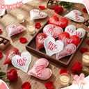 Oudain 36 Pcs 5 Inch Valentines Stuffed Fabric Hearts Tiered Tray Decor Valentine's Day Decor Buffalo Plaid Heart Shaped Hanging Ornaments for Wedding Party Farmhouse Crafts (Light Color Style)