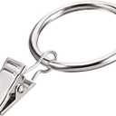 Uxcell Curtain Clip Rings with Hooks Iron 1.25 Inch Inner Dia 3.5mm Thickness Drapery Ring for Window Curtain Rods Silver Tone 24 Pcs