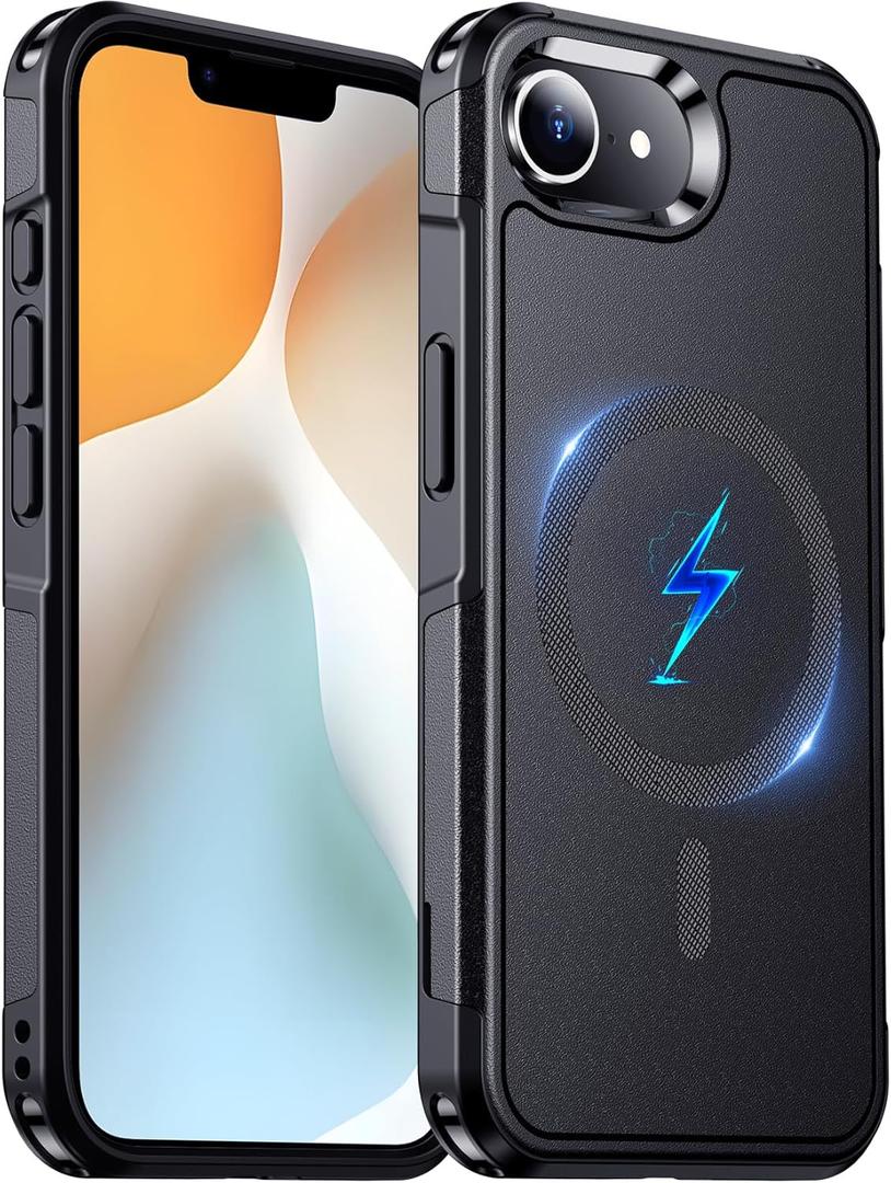 Temdan Designed for iPhone 16E Case Magnetic,[Compatible with Magsafe][Military Grade Drop Protection] Dropproof Heavy Duty Tough Rugged Shockproof Phone Case for iPhone 16E (6.1")-Black