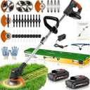 Electric Weed Wacker Cordless,21V Stringless Weed Trimmer Eater Battery Powered,Weed Wacker with Charger 2 Battery and 26Pcs Blades,String Trimmer/Brush Cutter/Edger for Yard and Garden