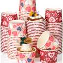 Remerry 100 Pcs 8 oz Mother's Day Heart Snack Cups Party Paper Cup Disposable Paper Dessert Ice Cream Bowl for Wedding Party Treats Cupcakes Supplies Decor
