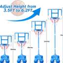 Kids Toy Gift for 3 4 5 6 7 8 Years Old, Kids Basketball Hoop Adjustable Height 3.5FT-6.2FT, Mini Basketball Hoop for Boys Girls, Basketball Goal Toys Outdoor Indoor Game Gifts(Blue)
