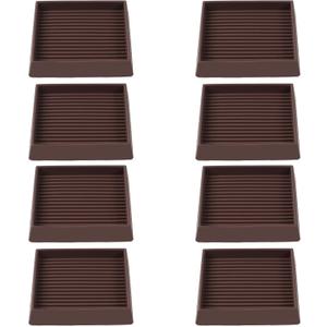 3x3 Square Rubber Furniture Caster Cups, Anti-Sliding Furniture Pads Bed Stopper Floor Protectors with Grip - Protect Any Flooring (8 Pcs Brown)