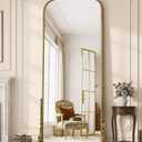 Antique Full Length Mirror 71" x 32", Antique Gold Arched Large Vintage Mirror in Baroque Style with Tempered Glass, Freestanding for Bedroom, Living Room, Cloakroom
