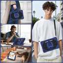 WESOROL Case for Galaxy Tab A11 Plus/A9 Plus 11 Inch,Shockproof Cover for Samsung Tablet A11+/A9+ Case with Screen Protector 360 Rotating Stand Pencil Holder Shoulder Strap,Navy Black