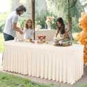 6 Packs Ivory Spandex Table Clothes for 6 Foot Rectangle Table, Spandex Table Covers 6FT Stretch Table Skirts Rectangle Tables Wrinkle Free Fitted Table Cover for Event, Wedding, Banquet & Parties