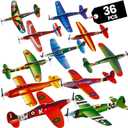 Bedwina Glider Planes Bulk (36-Pack) 8-Inch Bomber Airplane Gliders for Kids, Foam Paper Airplane Construction Kits for Kids Party Favors, Birthdays, Goodie Bag Stuffers and Outdoor Flying Toy