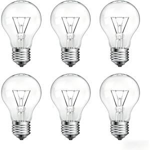 60 Watt Incandescent Light Bulbs, A19 60 WATT Incandescent Bulb Shatter Resistant Rough Service Light Bulb 60 W A19 Shape, Soft White-6Pack