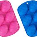 2 Pack Easter Egg Shaped Silicone Cake Mold 6-Cavity Chocolate Cook Trays for DIY Candy Chocolate Jelly Fondant Making