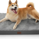 Bedsure Orthopedic Dog Crate Bed Mat with Removable Machine Washable Cover, Dark Grey, Large