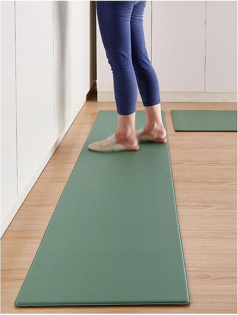 Kitchen Mat, Kitchen Rugs, Cushioned Kitchen Mats for Floor, Non Fatigue Rug Set, Non-Skid Standing Mat for, Office, Sink(Green,44x74cm/17.3x29in)