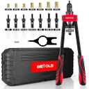 WETOLS Rivet Nut Tool Kit, 14-Inch Rivnut Tool with 7 Metric and SAE Mandrels, Professional Hand Riveter with 70Pcs Rivnuts Assortment Kit, Manual Rivet Nut Gun with Rugged BMC Case