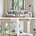 120 Inch Long Natural Linen Pinch Pleated 100% Blackout Curtains & Drapes,Bedroom/Livingroom Farmhouse Curtains 2 Panel Sets,Room Darkening Thermal Insulated Window Curtain