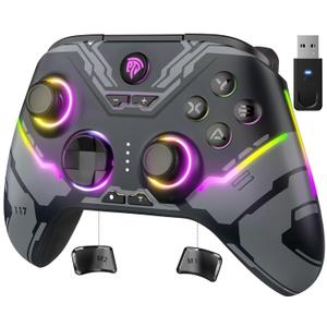 EasySMX X15 Wireless PC Controller with Hall Effect Joysticks & Triggers, RGB Lighting, 2 Back Buttons, 1000mAh Battery, Bluetooth Game Controller for Windows PC, Steam, Switch & Android
