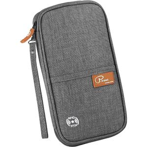 Travel Passport Wallet, RFID Family Passport Holder Large, Lightweight Passport Cover Case Waterproof Bag Document Organizer for Women & Men-Gray
