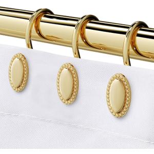 Gold Shower Curtain Hooks, Set of 12, Rust Resistant, Heavy Duty, Decorative Acrylic Shower Curtain Rings