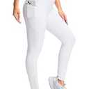 SANTINY Women's Fleece Lined Winter Leggings Water Resistant High Waisted Thermal Hiking Running Warm Pants Women Pockets(White_M)