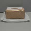 Large Capacity Travel Cosmetic Bag - Portable Makeup Bags for Women Waterproof PU Leather Checkered Makeup Organizer Bag with Dividers and Handle,Toiletry Bag for Cosmetics (khaki)