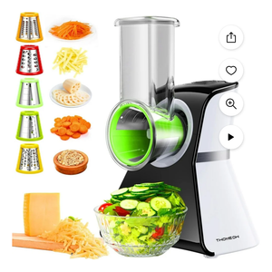 Electric Cheese Grater Salad Shooter,5-In-1 Electric Slicer For Home Kitchen,One-Touch Easy Control,With Safety Push Bar Cheese Grater Electric For Zucchini,Cheese,Vegetables And Smoothie