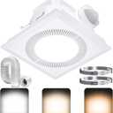 Hon&Guan Bathroom Exhaust Fan with Light, Upgraded Quiet Square Bathroom Vent Fan with Adjustable LED Light 3000K/4500K/6500K, 110 CFM, 1.0 Sones, Exhaust Fan with Light for Home Bath Hotel